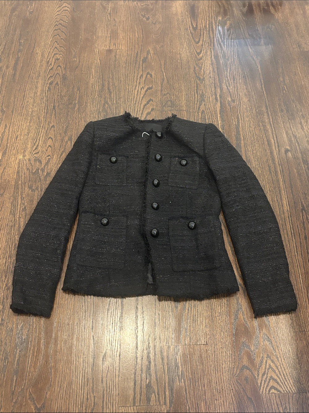 NWT Mango Women’s Black Tweed Blazer Jacket Size XXS